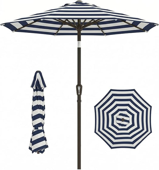 PatioKingdom Auto-Tilt 9FT Patio Umbrella Outdoor with 8 Sturdy Fiberglass Ribs,Market Table Umbrella for Pool,Backyard,Deck and Garden
