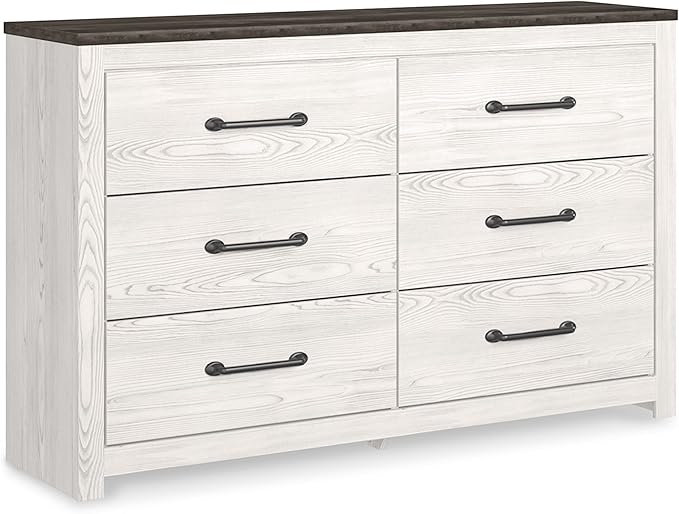 Signature Design by Ashley Gerridan Coastal 6 Drawer Dresser, Two Tone White