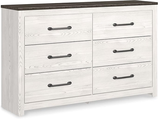 Signature Design by Ashley Gerridan Coastal 6 Drawer Dresser, Two Tone White