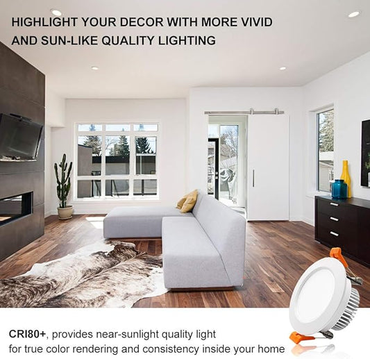 YGS-Tech 3 Inch LED Recessed Lighting, Dimmable Downlight 5W(40W Halogen Equivalent), CRI80, 4000K Natural White, Ceiling Light with LED Driver(1 Pack)