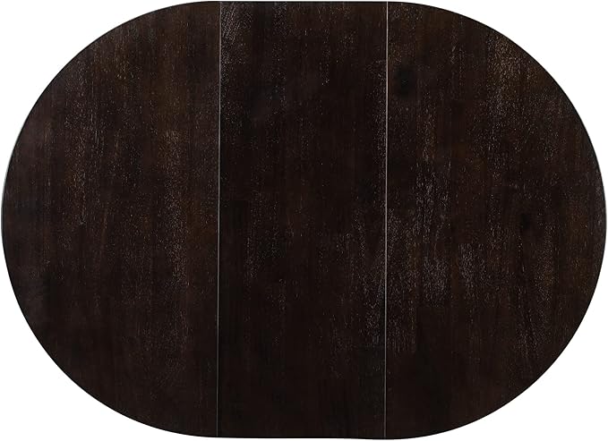 ERYE Farmhouse Style Extendable Wooden Round Dining Table, Functional Extendable Oval Dining Table with 16" Leaf