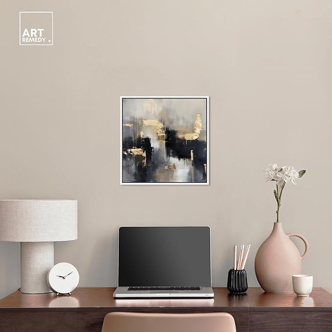 Art Remedy Daring Canvas Colorful Abstract Wall Art, White Frame, 16" x 16"