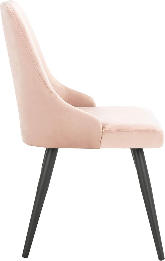 Safavieh Home Collection Zoi Blush Velvet 19-inch (Set of 2) Dining Chair, Dusty Blue/Black