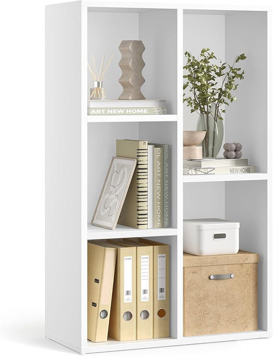 VASAGLE CUSTOS Collection - Bookshelf, Bookcase, Cube Shelf with 5 Compartments, 9.4 x 19.7 x 31.6 Inches, Storage Shelf, for Living Room, Home Office, Dining Room, Cloud White ULBC25WT