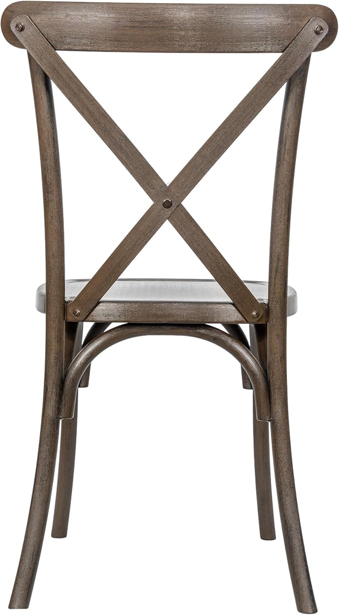 Flash Furniture Hercules Commercial Indoor/Outdoor Cross Back Chair, Wood Look, Weather-Resistant, Lightweight Design, Versatile Use, Dark Brown