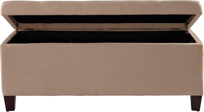Linon Carmen Shoe Storage Ottoman, 20" x 48" x 20", Beige