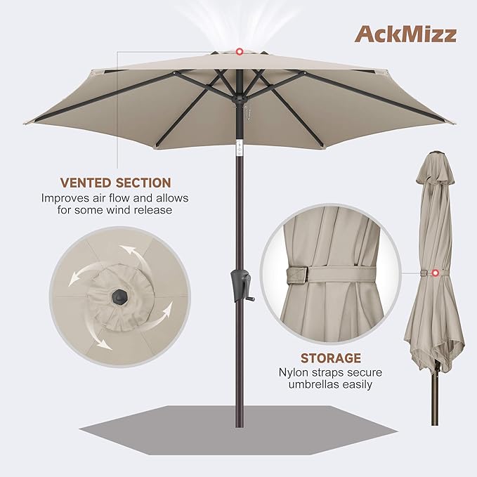 7.5FT Outdoor Patio Umbrella - Table Umbrella Waterprool UV Protection, Sombrillas de Patio with Push Button Tilt, Sun Umbrella for Pool, Porch, Garden, Deck, Backyard (Taupe)