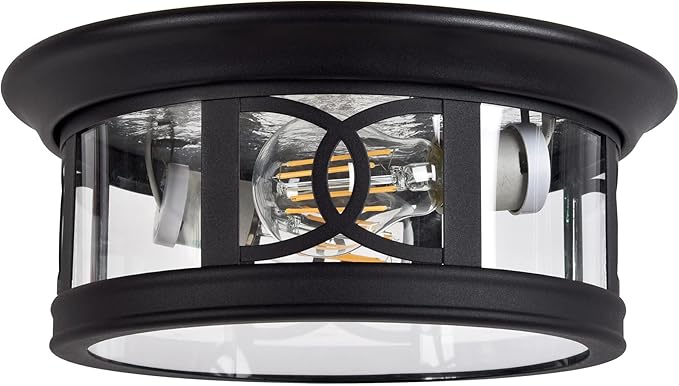 Design House 589002-BLK Summit Traditional Outdoor/Indoor Dimmable Ceiling Light with Clear Glass for Porch Entryway Patio Hallway, Textured Matte Black