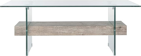 Safavieh Home Kayley Glass and Grey Oak Glass Coffee Table