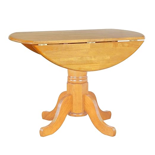 Sunset Trading Round Drop Leaf Table, Light Oak Finish