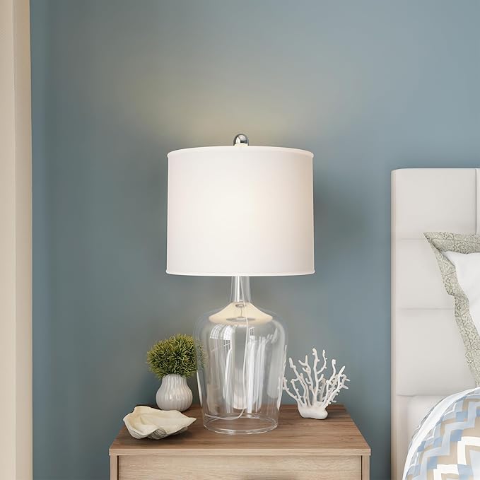 Glass Cloche Table Lamps – Set of 2 Modern Farmhouse Accent Lights with LED Bulbs – Home Décor for Bedroom, Living Room, or Office by Lavish Home