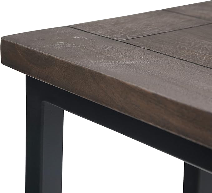 SIMPLIHOME Skyler C-Side Table - 18" Wide x 24" High Solid Mango Wood and Metal Slide-Under Table in Walnut Brown, Industrial Accent Table or End Table for Living Room with Open Frame, Assembled