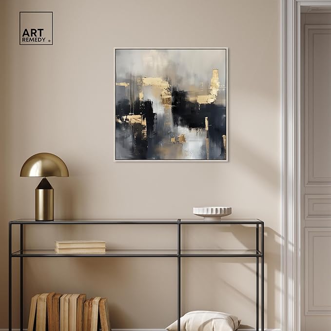 Art Remedy Daring Canvas Colorful Abstract Wall Art, Silver Frame, 24" x 24"