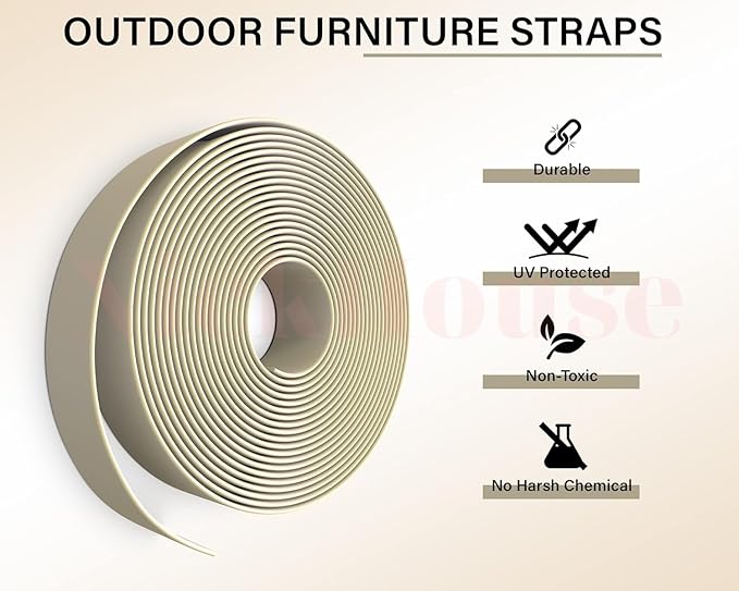 2" x20' ft Vinyl Straps for Patio Chairs Repair Kit Outdoor Chair Repair Straps Webbing Replacement Strapping Furniture Strap Matte Finish Vinyl Strap Replacement (Driftwood) + 20 Free Rivets
