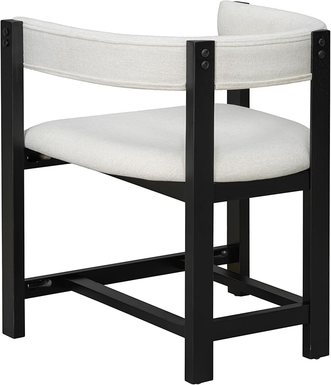Christopher Knight Home Set of 2 Arley Modern Fabric Upholstered Dining Armchair, Sturdy Wooden Kitchen Side Chair with Ergonomic Backrest and Footrest, Soft Padded Barrel Accent Chair, Beige+Black