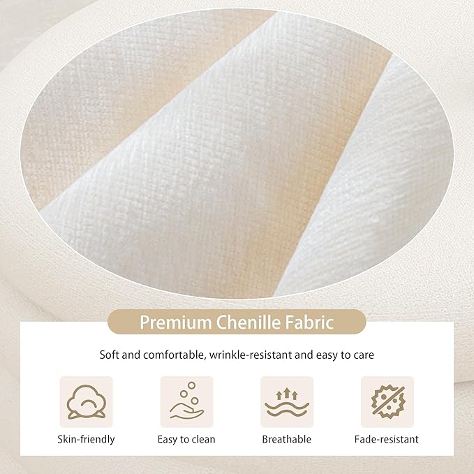 Ball & Cast 40" Oval Ottoman with Storage, Chenille Upholstered Entryway Bench with Safty Hinges for Living Room, End of Bed, No Assembly Required,White