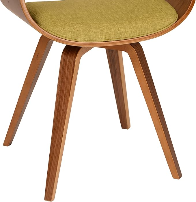 Armen Living Summer Modern Chair in Green Fabric and Walnut Wood - Set of 6
