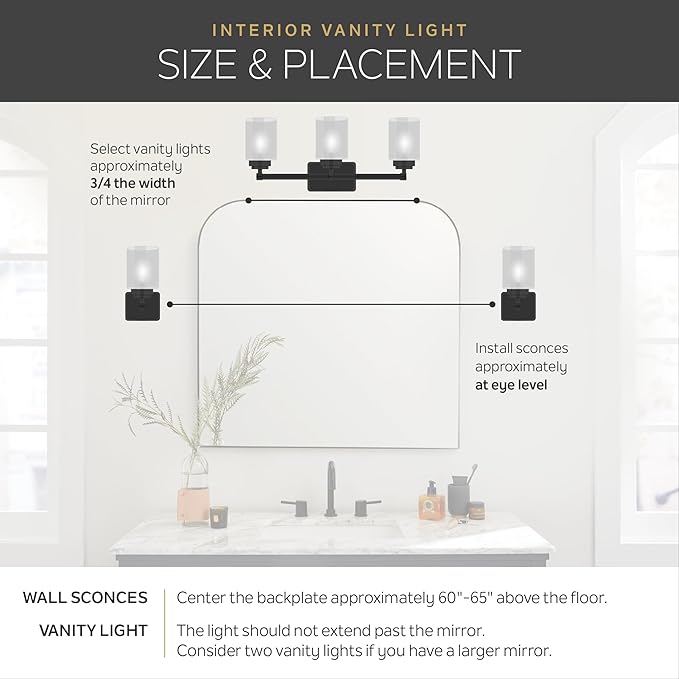 Kichler Farum 26" 3-Light Vanity Light with Opal Glass in Champagne Bronze, for Single or Double Vanity, Over a Mirror, Powder Room, Bathroom, (26" W x 9.5" H) 55155CPZ
