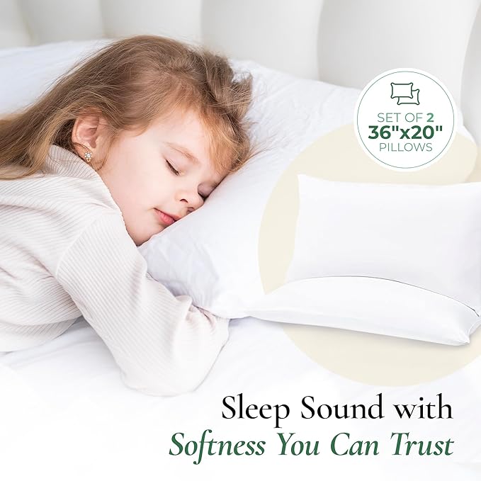 Fern and Willow King Size Bed Pillows - Set of 2, 36"x20" - Luxurious Ultra-Soft Cooling Pillow - Hotel Quality, Down Alternative Fill - Ideal for Side, Back & Stomach Sleepers
