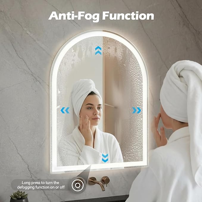 Simple Deluxe 24x36 inch Arched Mirror for Bathroom Vanity Mirror or Wall Decor, Arch Mirror Brushed Metal Frame, Wall Mounted Mirror for Bathroom LivingRoom Bedroom Entryway(24''×36'')
