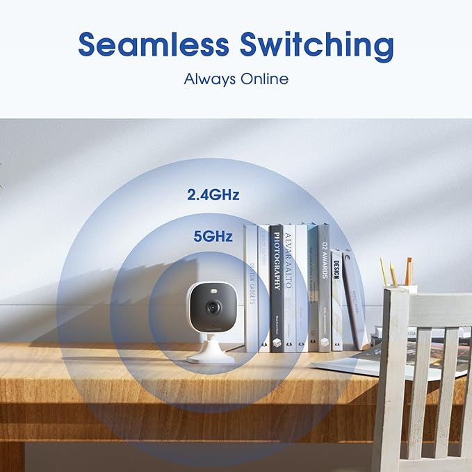 4MP Cameras for Home Security with Audio and Video, Indoor Security Camera for Baby Monitor, 2.4g/5g Outdoor Cameras for House/Pet/Baby, Plug and Play, Support 128G Card Storage (Not Included), Wired