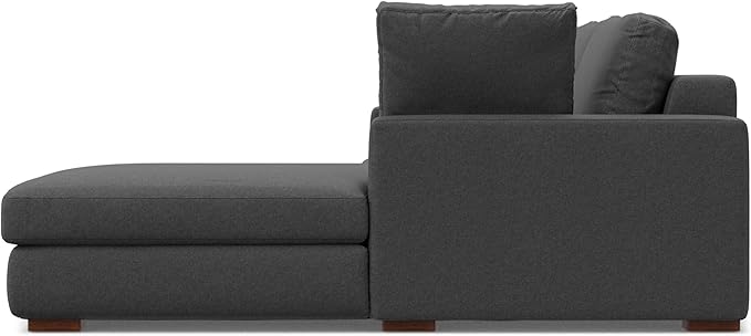 SIMPLIHOME Charlie Right-Facing Sectional Sofa in 100% Recycled Polyester Tightly Woven Performance Fabric, Pebble Grey, 122-inches Wide, Handcrafted Contemporary Style L-Shaped Couch with Chaise