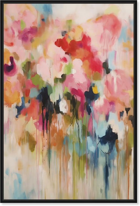 Art Remedy Soft Lush Pastel Canvas New Floral Wall Art, Black Frame, 36" x 54"