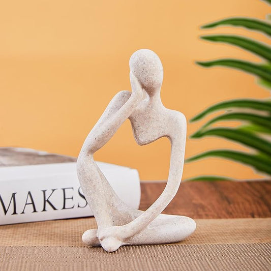 Bookshelf Decor Thinker Statue Home Office - Aesthetic Abstract Art Sculptures Coffee Table Figurine - Reading Minimalist Decorative Ornaments Objects for Coffee Table Desk Hutch Shelf Left