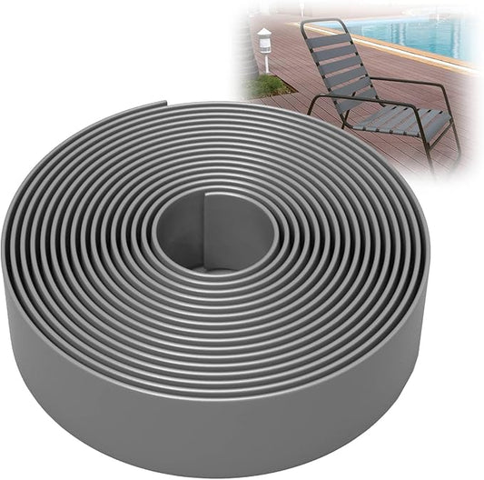 1.5 Inch Wide, 100ft Long Vinyl Strap - Replacement Straps for Patio Chairs - Vinyl Strapping for Patio Furniture Repair - Durable Seat Repair Kit for Lawn Chairs, Outdoor Furniture (Grey)