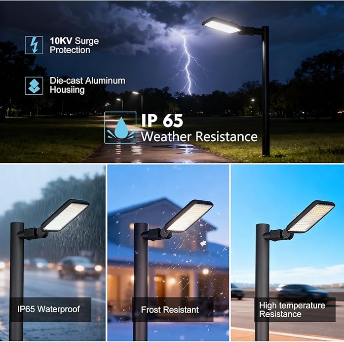 Lightdot 5Pack LED Parking Lot Lights 240W 36,000Lumens Parking Lot Lights Outdoor 5000K ETL IP65 Waterproof Led Pole Light with Photocell Slip Fitter Mount for Parking Lot,Yard,Driveway-7Yrs Warranty
