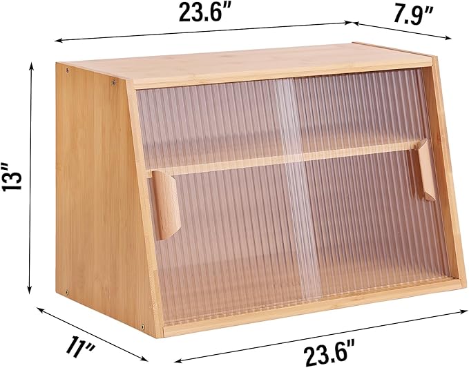 Tiita Small Kitchen Pantry Cabinet, Bamboo Sideboard with Glass Doors, Cupboard Food Pantry Cabinet for Kitchen, Living Room and Dinning Bedroom