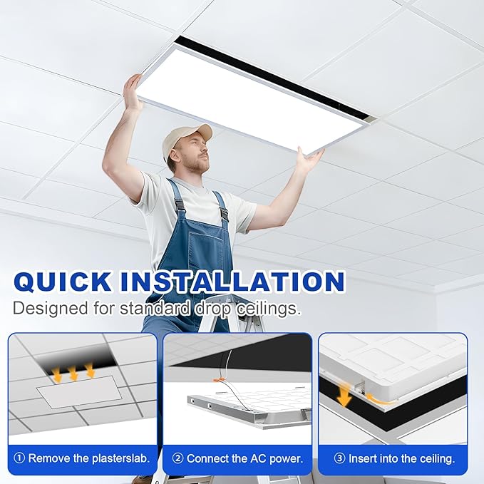 JESLED 30Pack 2x4 led Flat Panel Light, 10800LM, Drop Ceiling Lights Fixture for Office Shop Garage Basement Laundry, 30W/40W/50W/60W/72W Selectable, 5CCT Switchable, 0-10V Dimmable, DLC ETL Listed