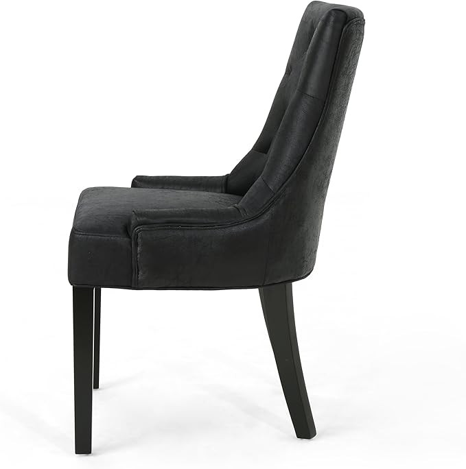 Christopher Knight Home Sarah Traditional Microfiber Dining Chairs (Set of 2), Black