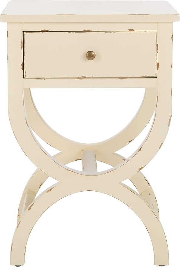 Safavieh American Homes Collection Maxine Vintage Cream Accent Table,Vanilla