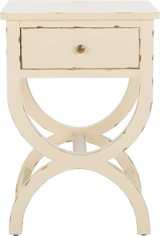 Safavieh American Homes Collection Maxine Vintage Cream Accent Table,Vanilla