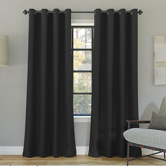 Sun Zero Nordic 2-Pack Theater Grade Noise Reducing Extreme 100% Blackout Grommet Curtain Panel Pair, 52" x 63, Coal Gray