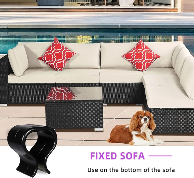 SUQ I OME Pack of 10 Outdoor Patio Garden Wicker Rattan Furniture Aligment Sofa Rattan Chair Fastners Clip Sectional Connector - Non Slip (1.74 inches,Small)