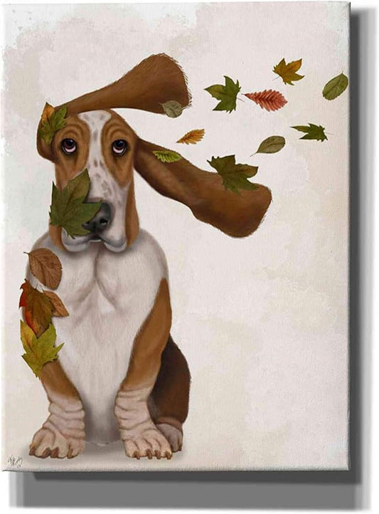 Epic Graffiti 'Basset Hound Windswept and Interesting' by Fab Funky Canvas Wall Art, 12"x16"