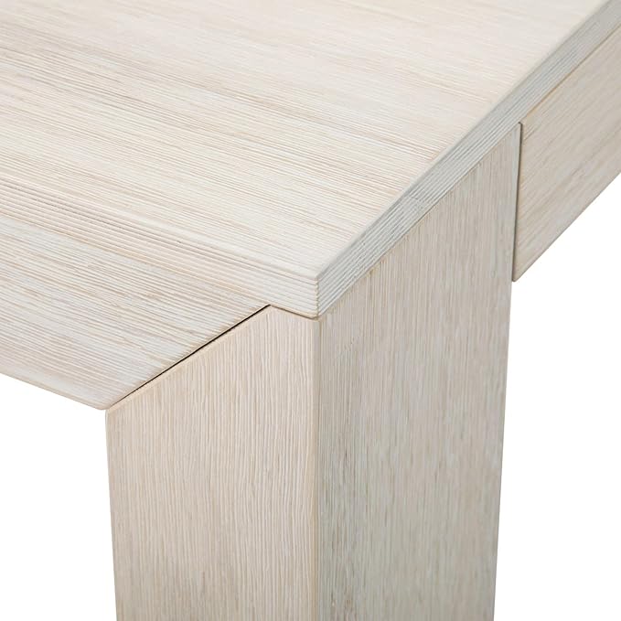 Plank+Beam 72 Inch Modern Solid Wood Dining Table - Solid Pine, Wirebrush Finish, Seats 6, Non-Toxic Finish, Easy Assembly, for Kitchen or Office, White Sand Wirebrush
