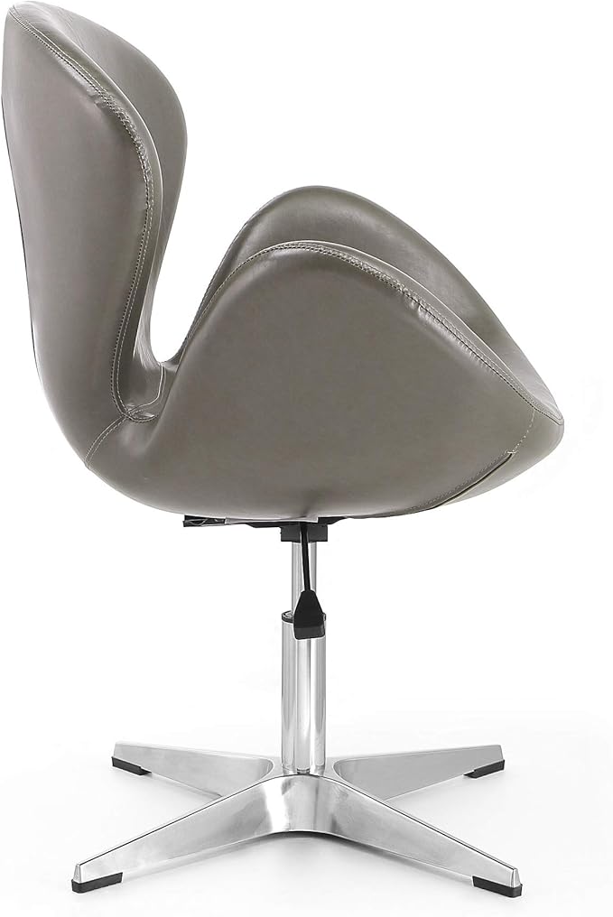 Manhattan Comfort Raspberry Adjustable Swivel Accent Chair with 360° Turn, Polished Chrome Base, Modern Retro Design, Versatile Seat Ideal for Any Room, Set of 1, Pebble