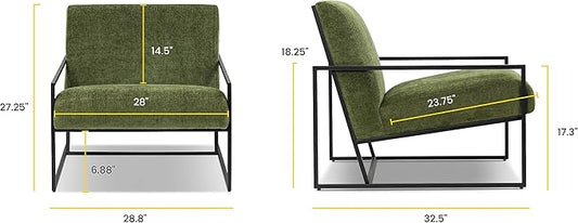 Bo Lounge Chair in Distressed Green Velvet