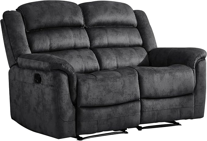 EBELLO Loveseat Recliner Sofa for Living Room, Extra Wide Modern Overstuffed 2 Seat Reclining Sofa Chair, Breathable Fabric Dual Manual Recliner, Grey