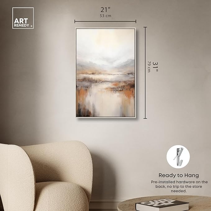 Art Remedy Natural Cascades Canvas Muted Abstract Wall Art, Silver Frame, 20" x 30"