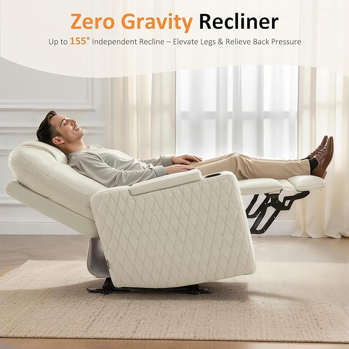 MCombo 65" Zero Gravity Oversized Power Reclining Loveseat with Adjustable Headrest for Living Room, Double Recliner Sofa with USB & Type C Port, Armrest Storage & LED Light HTS401SET