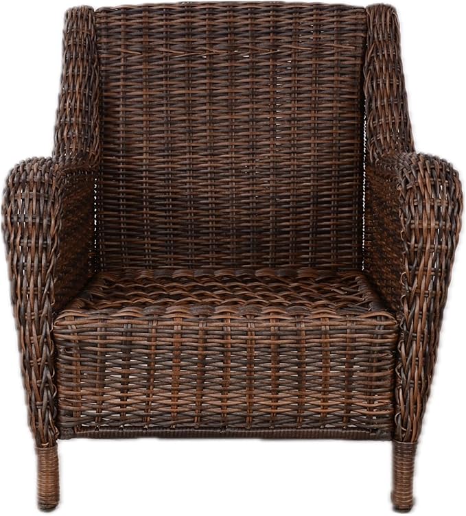 Cambridge Outdoor Wicker Club Chair All-Weather HDPE Rattan Patio Dining Chairs Lounge Seating with Soft Cushion, Midnight Navy Blue