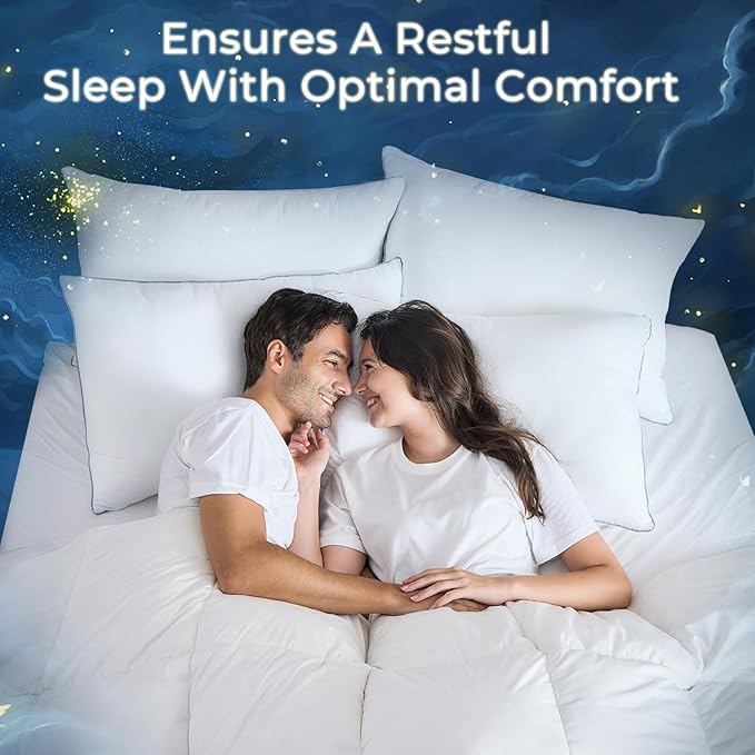 Sasttie Pillows Queen Size Set of 4, Bed Pillows for Side, Back, and Stomach Sleepers - Oeko-Tex Certified Supportive Down Alternative Plump Filling - Hotel Quality and Machine Washable, 4 Pack