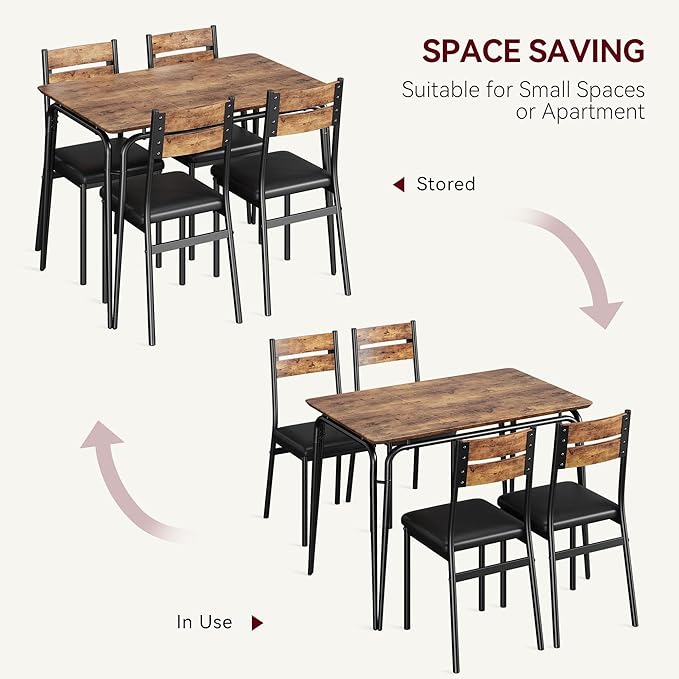 Dining Table for 2, Small Table and Chairs Set of 2, Square Dinette Set for 2, Dinner Table Set, 3 Piece Kitchen & Dining Room Sets for Small Space, Apartment (Vintage, Dining Table with 4 Chairs)