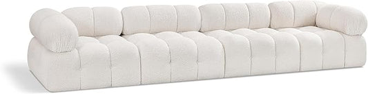 Meridian Furniture 611Cream-S136A Ames Collection Modern | Contemporary Modular Sofa with Rich Cream Boucle Fabric, Modular to Create Infinite Configurations, 136" W x 34" D x 28" H, Cream