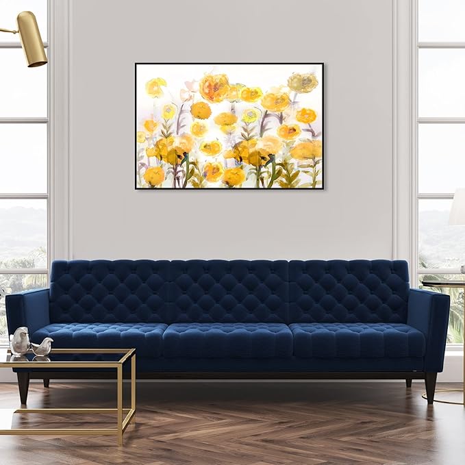 The Oliver Gal Artist Co. Floral and Botanical Wall Art Framed Canvas Prints 'Bella Garden Poppy Yellow' Gardens