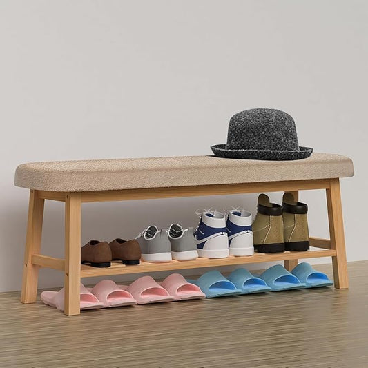 Entryway Bench, 45 Inches Long Shoe Bench, Storage Bench with Shelf for Hallway, Living Room, Mudroom, Bedroom